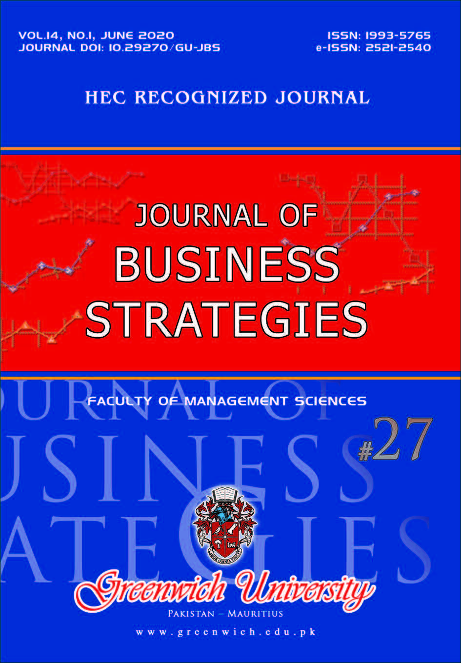 					View Vol. 14 No. 1 (2020): Journal of Business Strategies (June'20) Issue No. 27
				